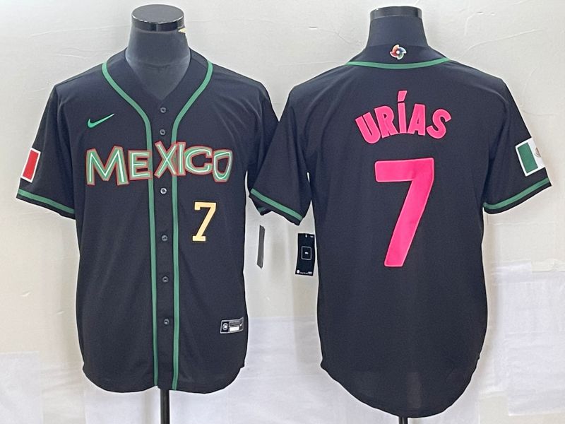 Men 2023 World Cub Mexico 7 Urias Black pink Nike MLB Jersey32